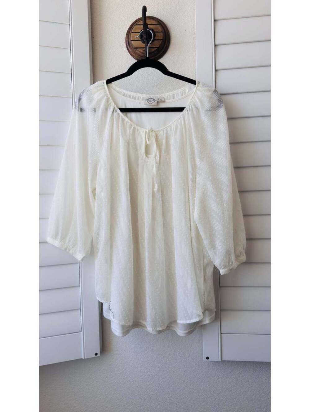 St. John's Bay Textured Clip Dot Tie-Neck Blouse Size 2X